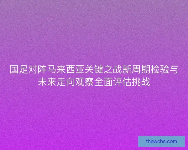 国足对阵马来西亚关键之战新周期检验与未来走向观察全面评估挑战 国足对阵马来西亚关键之战新周期检验与未来走向观察全面评估挑战