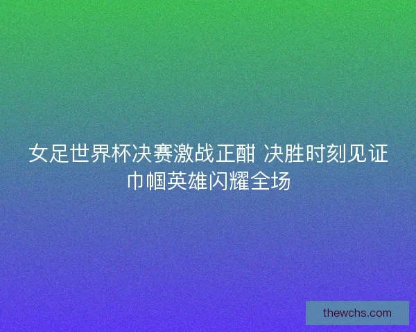 女足世界杯决赛激战正酣 决胜时刻见证巾帼英雄闪耀全场 女足世界杯决赛激战正酣 决胜时刻见证巾帼英雄闪耀全场